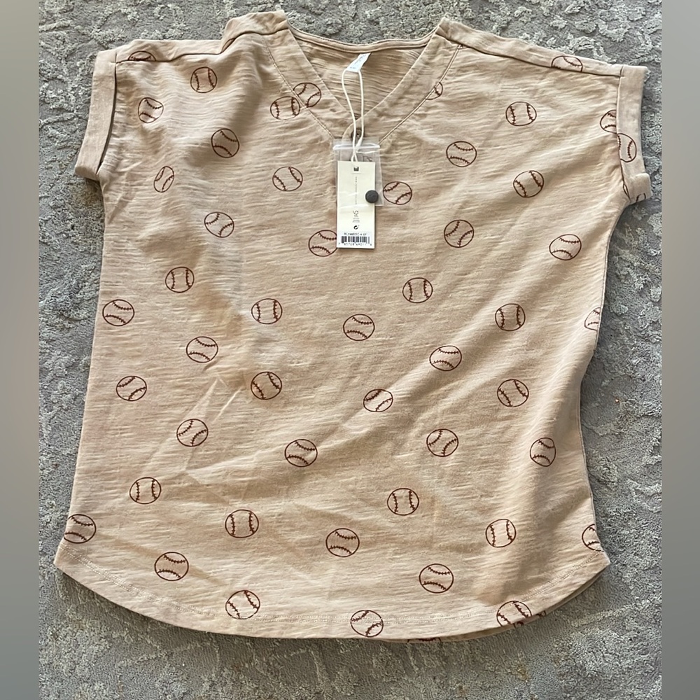 Rylee + Cru Tan Baseball Print Kids Dress